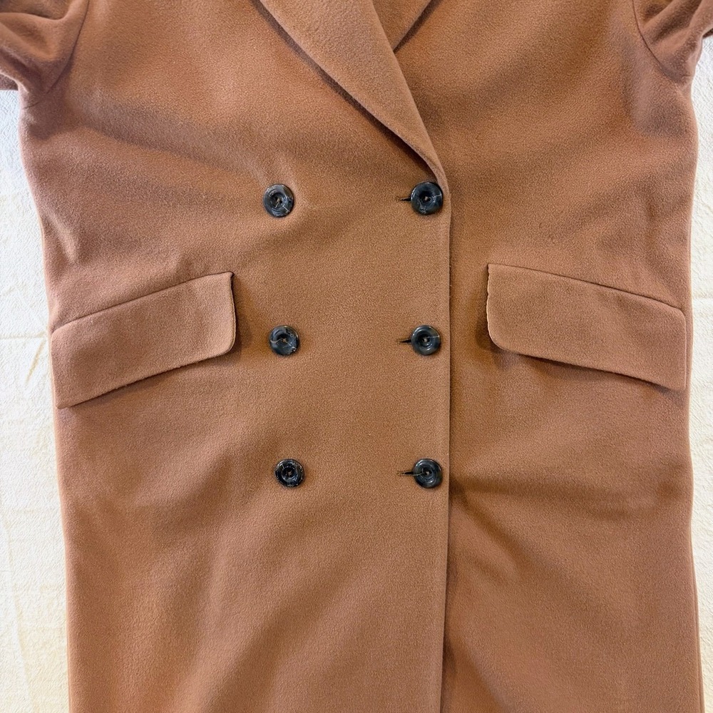 STEILMANN Mohair Cashmere Virgin Wool Long Coat Womens M Camel Brown - Picture 3 of 16